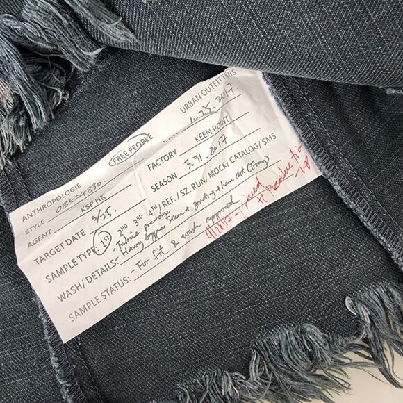 Free People Two-Tone Patchwork Distressed Denim Frayed Hem Fringe Skirt Small S - Picture 9 of 9